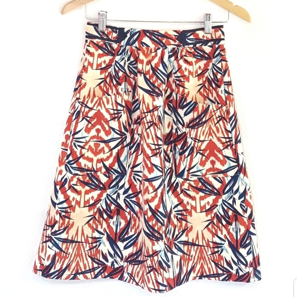 Zara Basic Elastic Aline Full Tropical Print Skirt - image 1